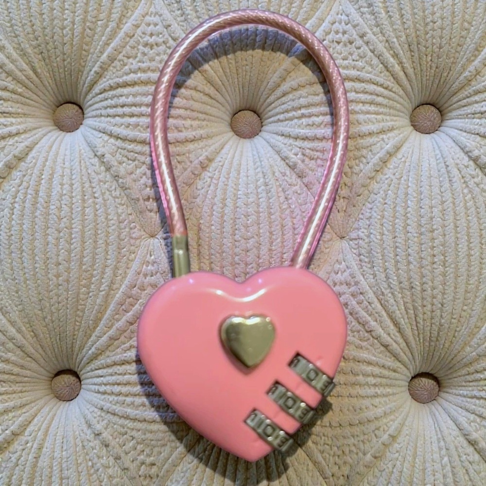 New Pink Heart Combination Lock Cable Suitcase Travel Purse‎ Locker Bridge Love
